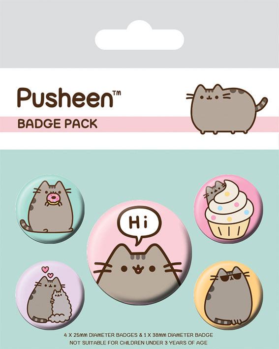 Pusheen Pack 5 Chapas Pusheen Says Hi