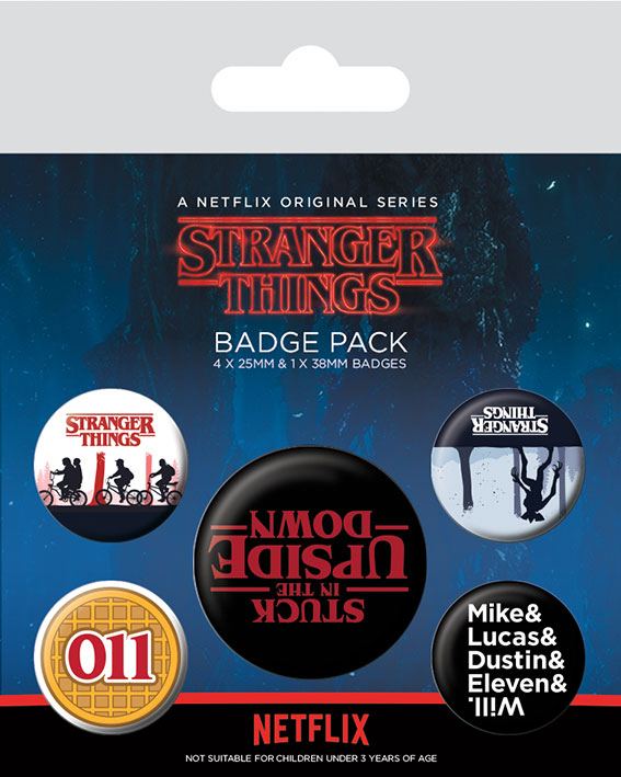 Stranger Things Pack 5 Chapas Upside Down Frikytopia