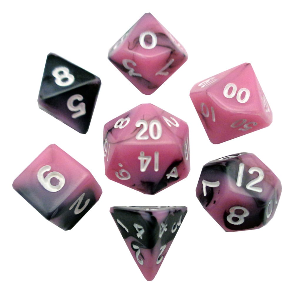 FanRoll Mini Pack de Dados Pink/Black with White Numbers (7) Frikytopia