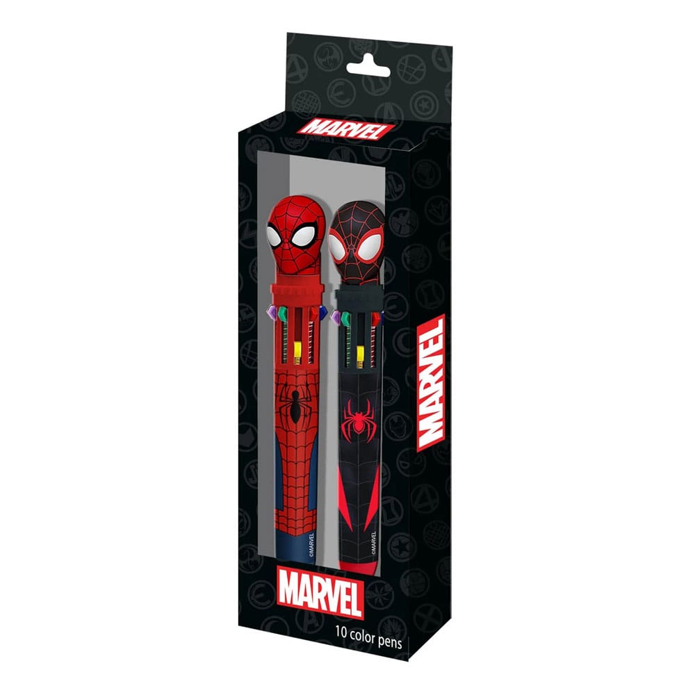 Spider-Man Pack de 2 Bolígrafos 10 colores Frikytopia