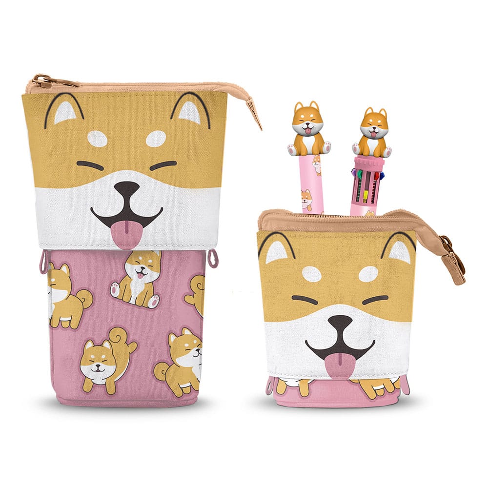 Oh My Pop! Estuche Pop Up con Bolígrafo 10 colores & bolígrafo de gel borrable Shiba Frikytopia