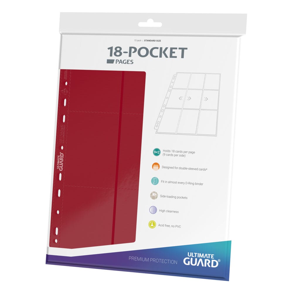 Ultimate Guard 18-Pocket Pages Side-Loading Rojo (10) Frikytopia