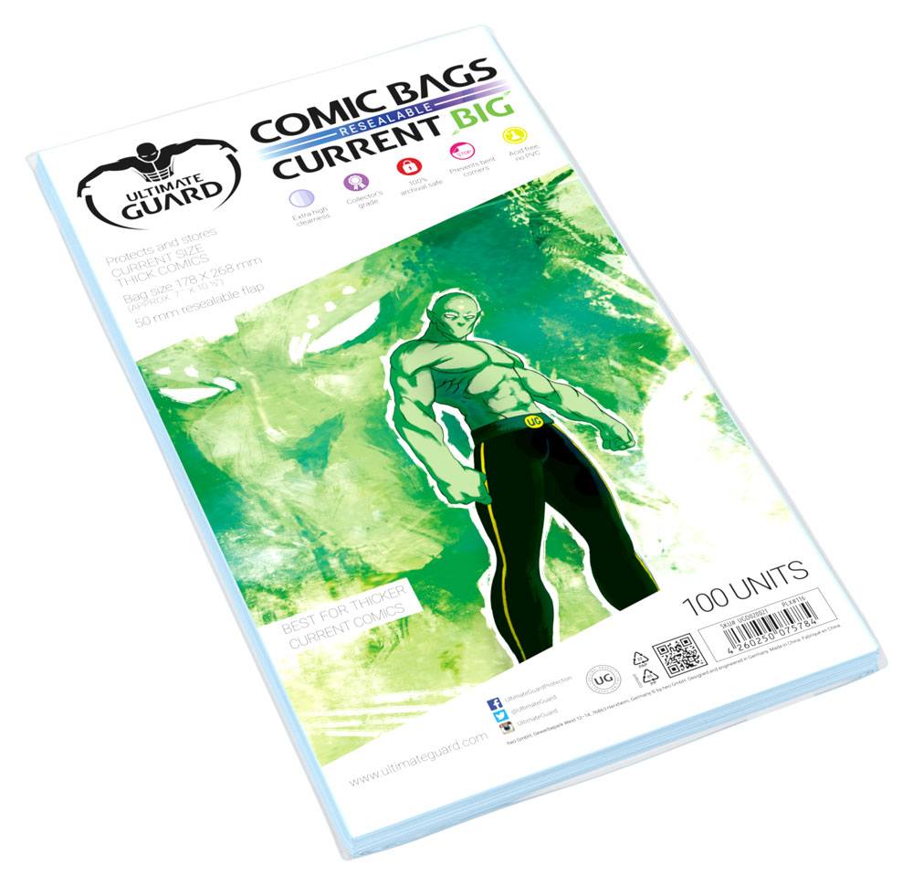 Ultimate Guard Comic Bags BIG Bolsas con Cierre Reutilizable 100 Frikytopia