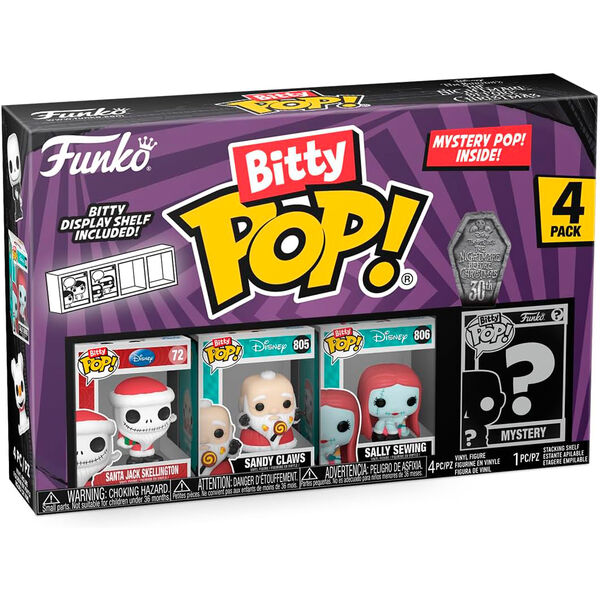 Blister 4 figuras Bitty POP Disney Pesadilla Antes de Navidad Santa Ja