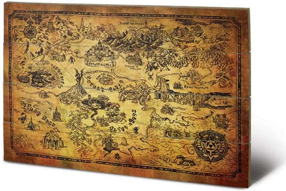LEGEND OF ZELDA HYRULE MAP WOOD PRINT Frikytopia
