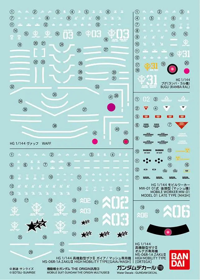 GUNDAM DECAL 119 MS GUNDAM ORIGIN MULT 3 Frikytopia