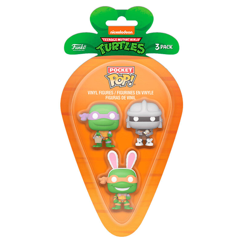 Blister 3 figuras Carrot Pocket POP Tartarugas Ninja Donatello Shredder Mi Frikytopia