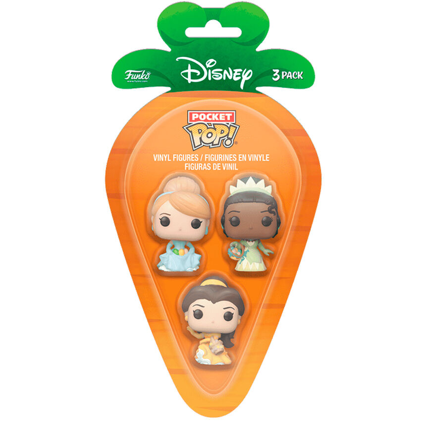 Blister 3 figuras Carrot Pocket POP Disney Princesas Cenicienta Tiana Be
