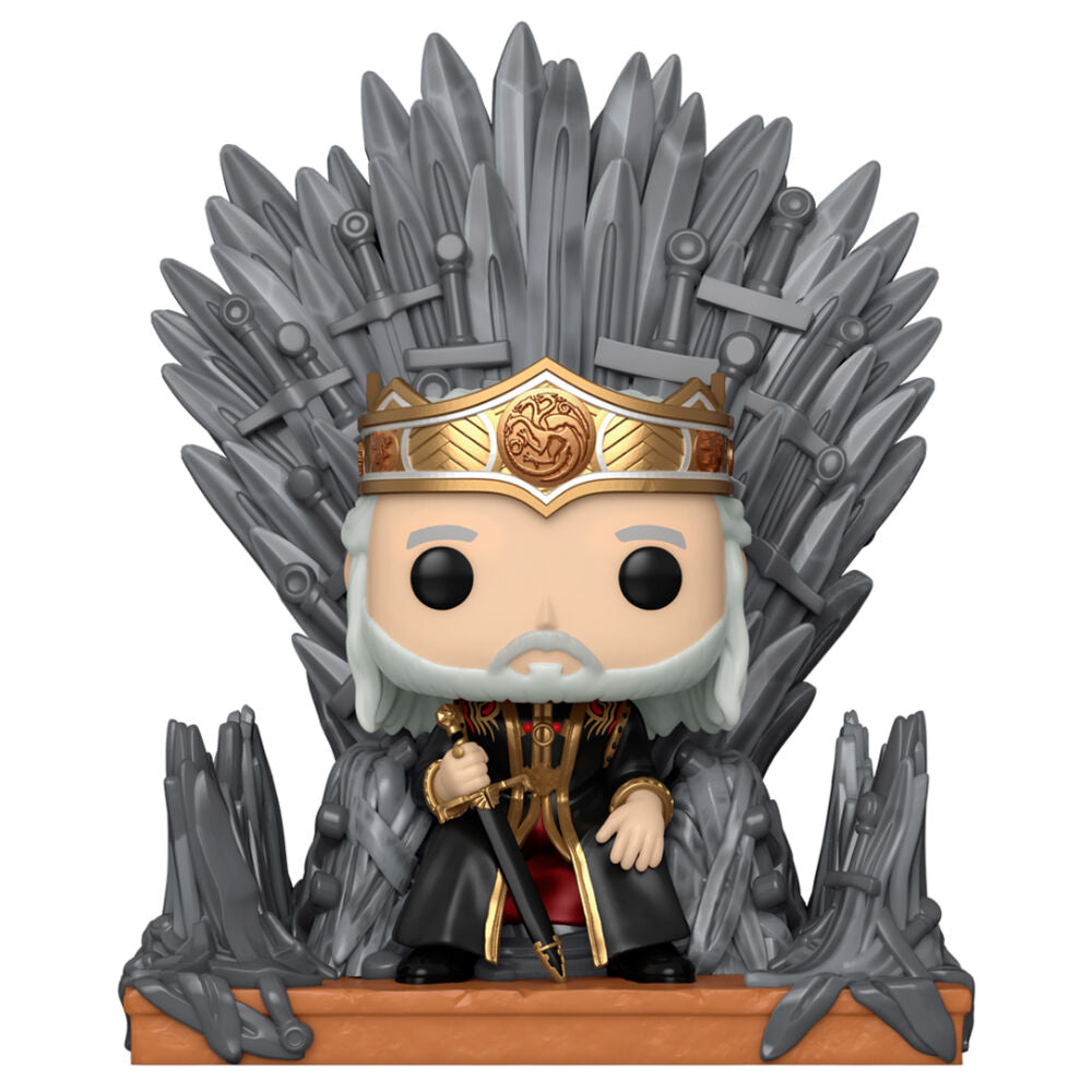 La casa del dragón POP! Deluxe Vinyl Figura Viserys on Throne 9 cm Frikytopia
