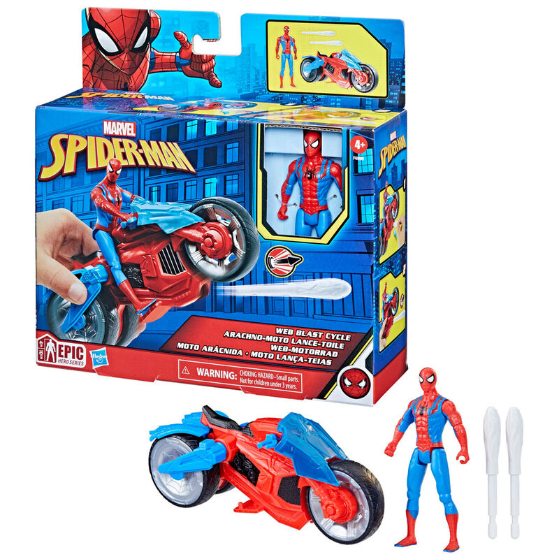 Figura hasbro marvel spider man moto arácnida Frikytopia