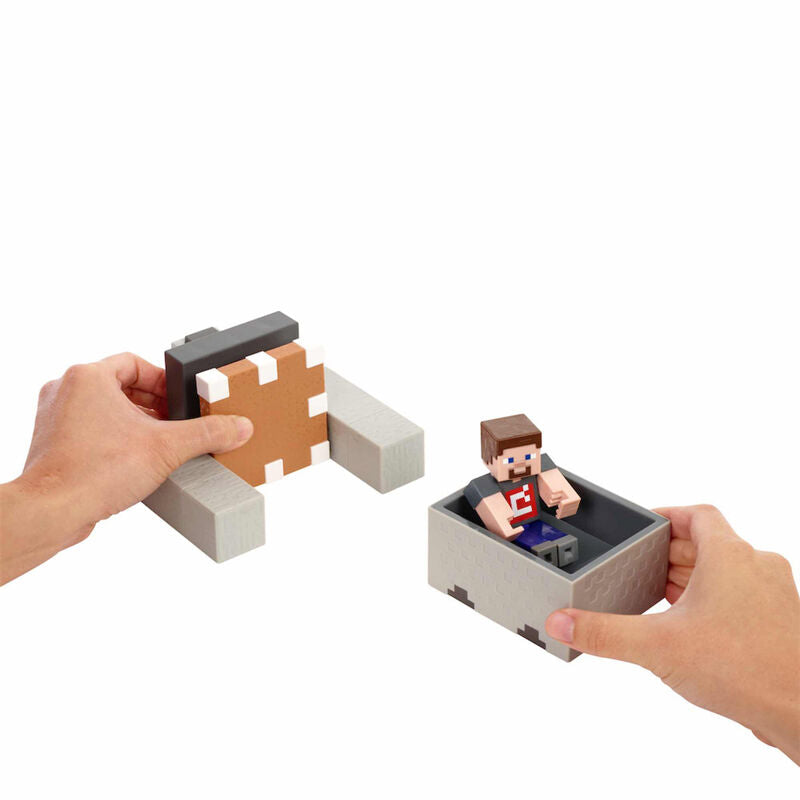 Figura mattel minecraft vagoneta explosiva lanza y choca