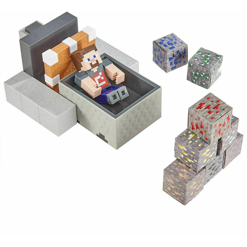 Figura mattel minecraft vagoneta explosiva lanza y choca