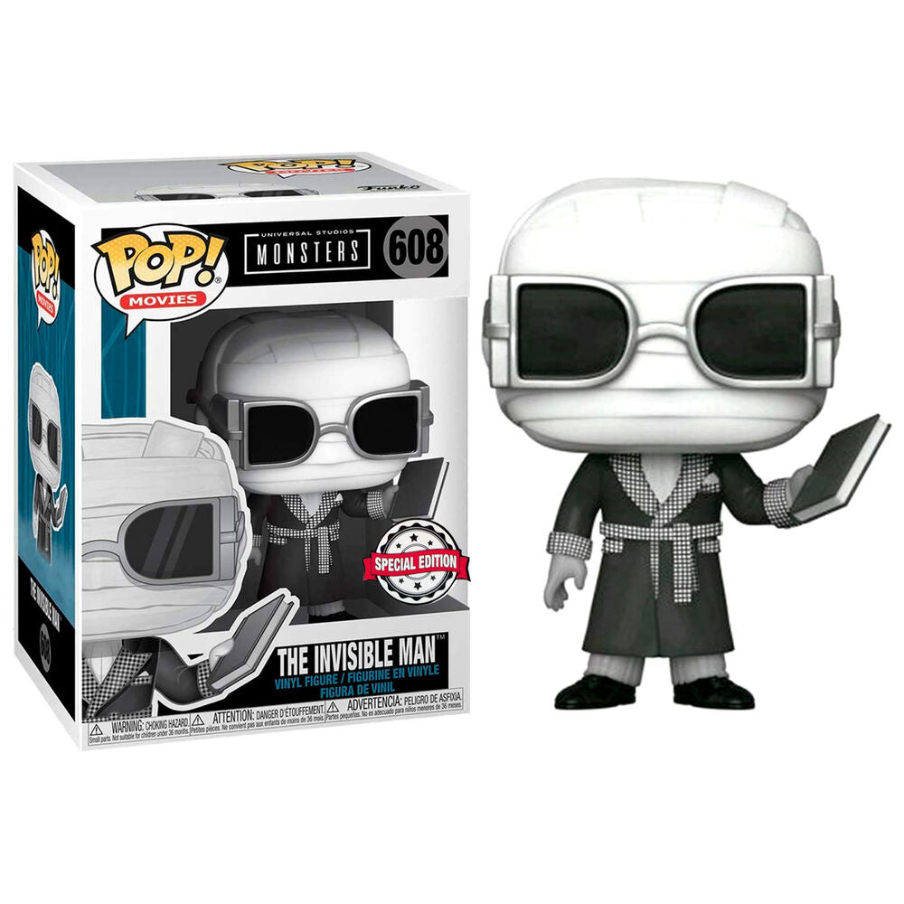 Funko pop universal studios monster hombre invisible black & white e