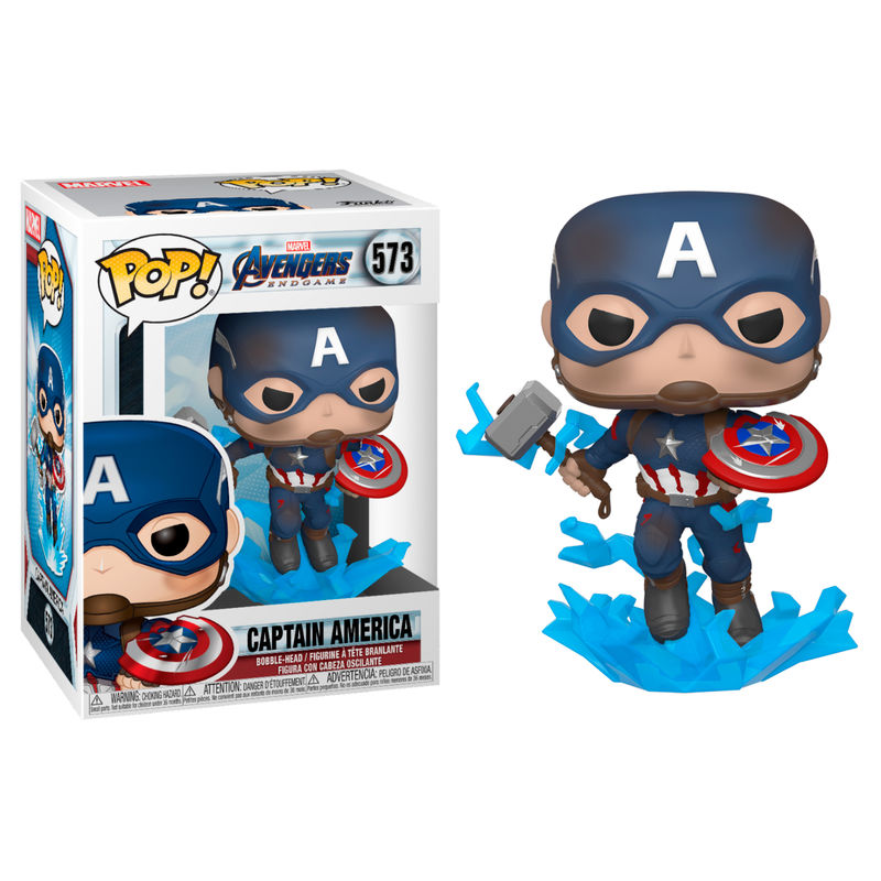 Avengers: Endgame POP! Movies Vinyl Figura Captain America w/Broken Shield & Mjölnir 9 cm Frikytopia