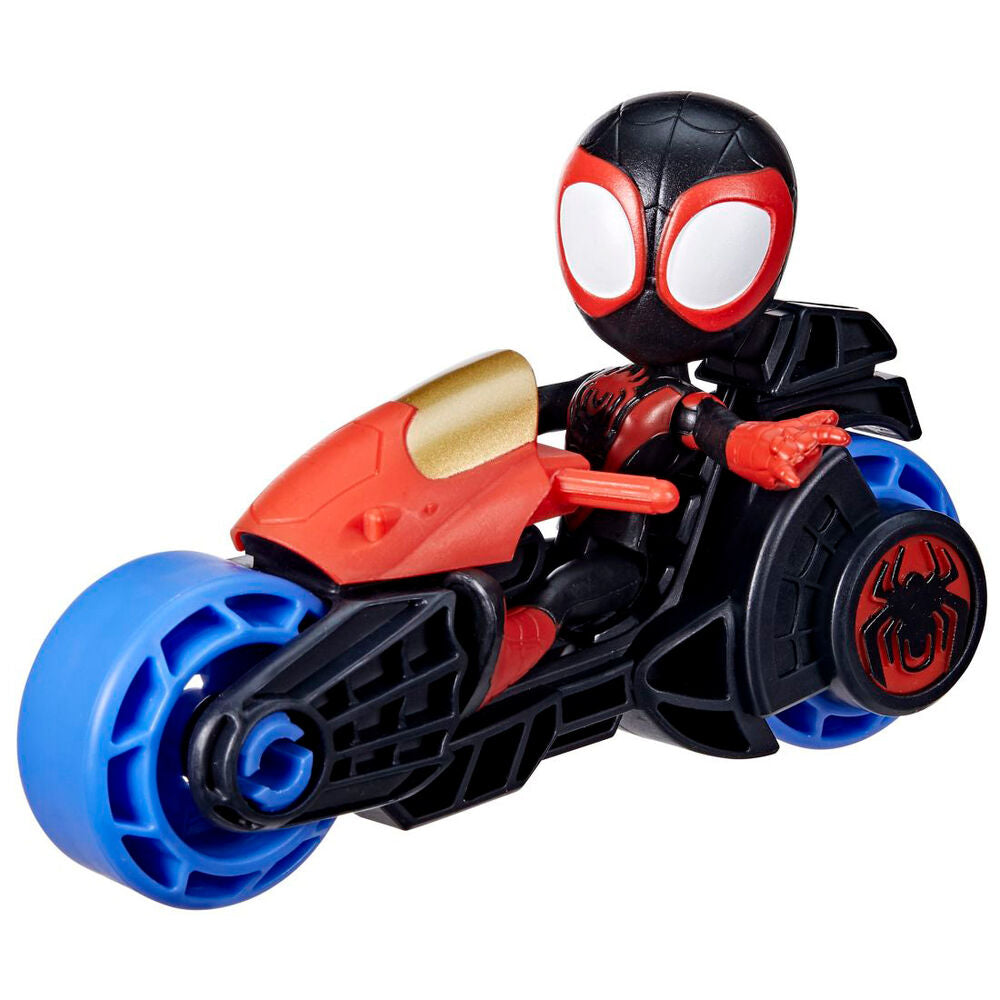 Marvel spidey superequipo miles morales con motocicleta Frikytopia