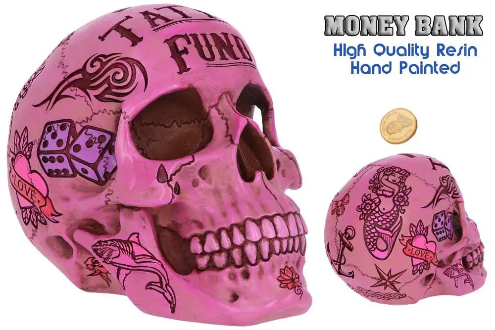 PINK TATTOO SKULL MONEY Caja