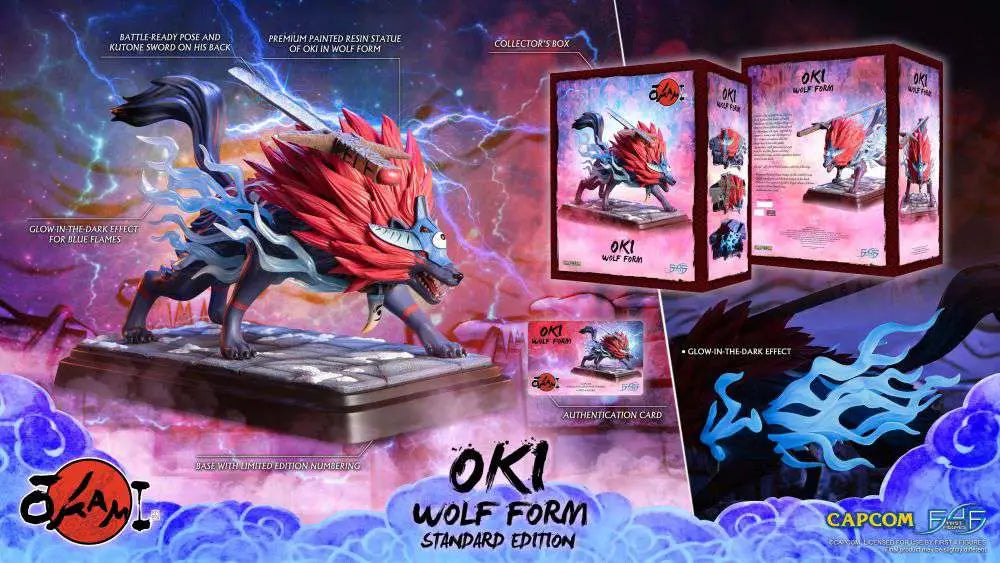 OKAMI OKI WOLF FROM RESIN Estatua