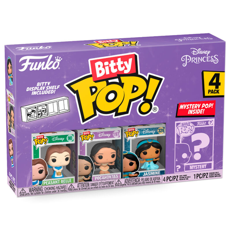 Disney Princesses Pack de 4 Figuras Bitty POP Vinyl Belle 2,5 cm