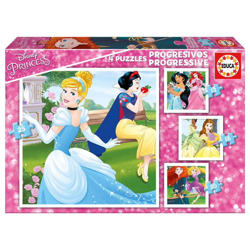 Puzzle Progresivo Princesas Disney 12-16-20-25 piezas