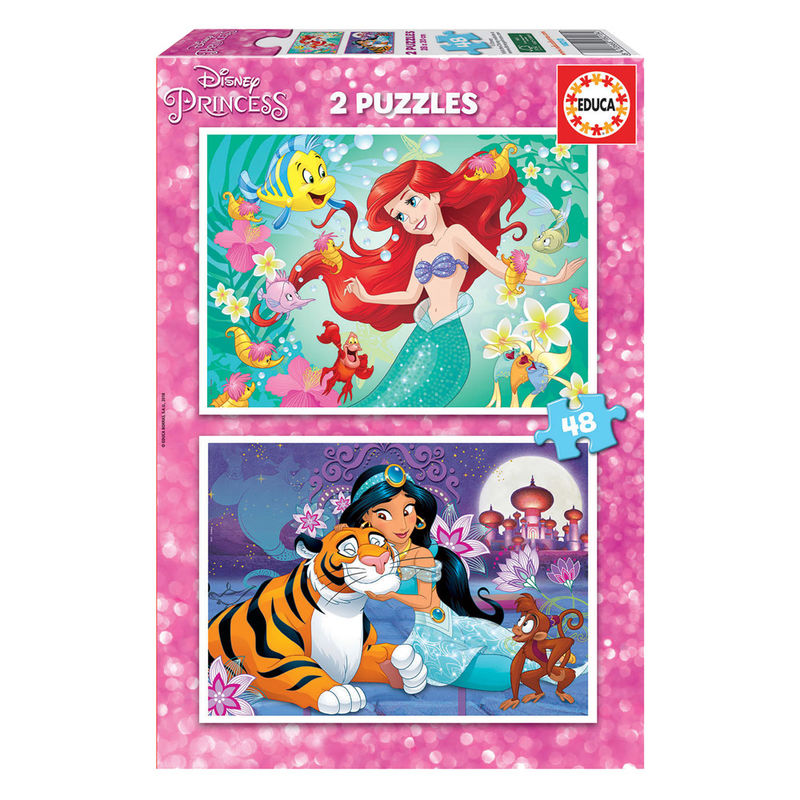 Puzzle Ariel Jasmine Princesas Disney 2x48 piezas Frikytopia