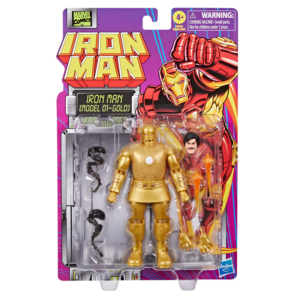 Figura hasbro marvel legends series iron man model 01 gold