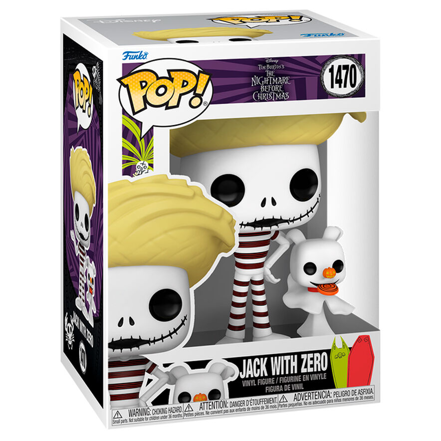 Pesadilla antes de Navidad Figura POP Disney Vinyl Jack w/Zero Blacklight 9 cm