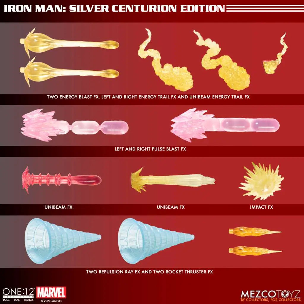 Figura mezco toyz marvel one:12 collective iron man silver centurion edition 16cm
