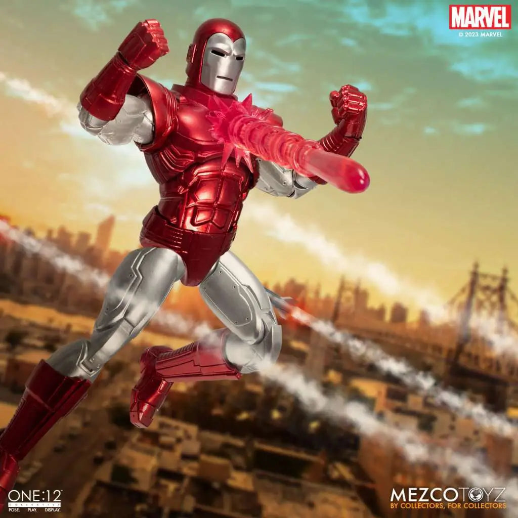 Figura mezco toyz marvel one:12 collective iron man silver centurion edition 16cm