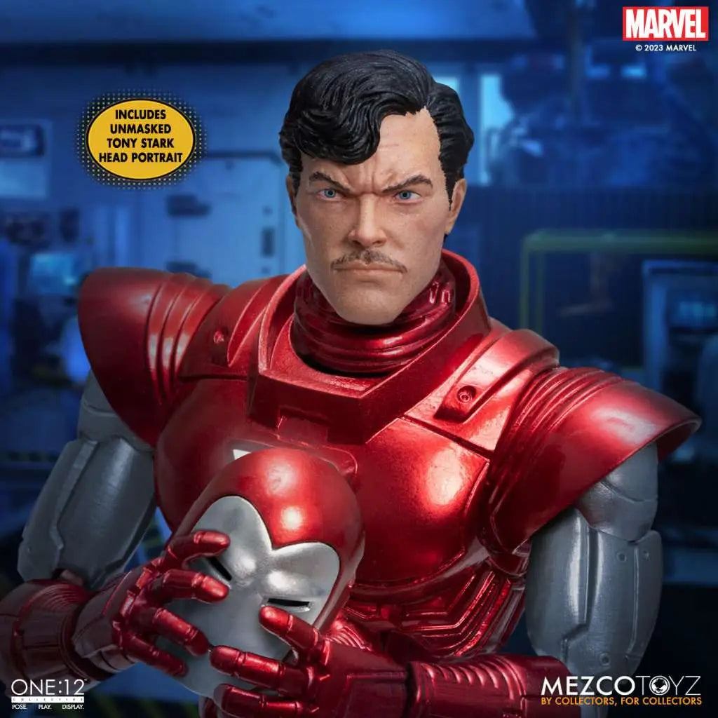 Figura mezco toyz marvel one:12 collective iron man silver centurion edition 16cm