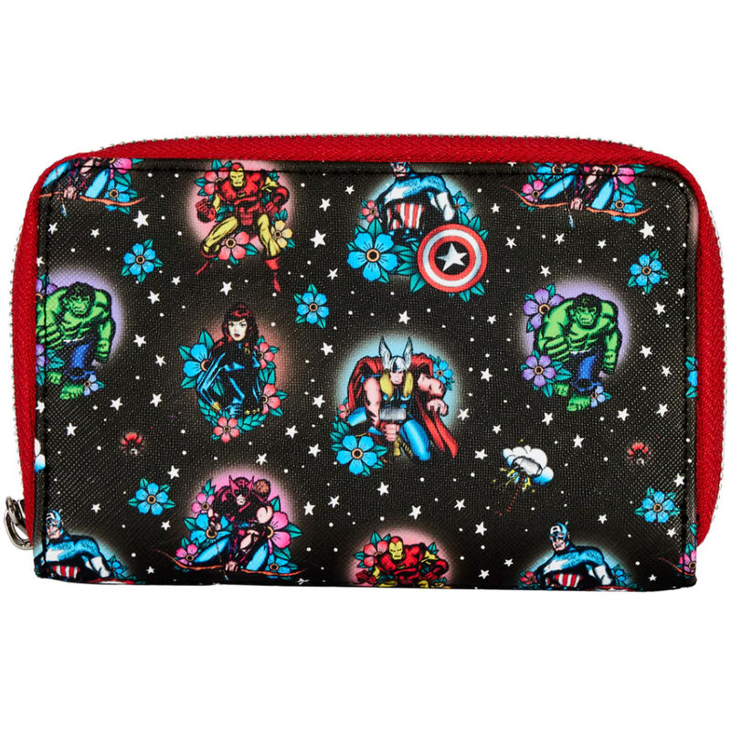 Cartera monedero loungefly funko marvel avengers tattoo zip around wallet Frikytopia