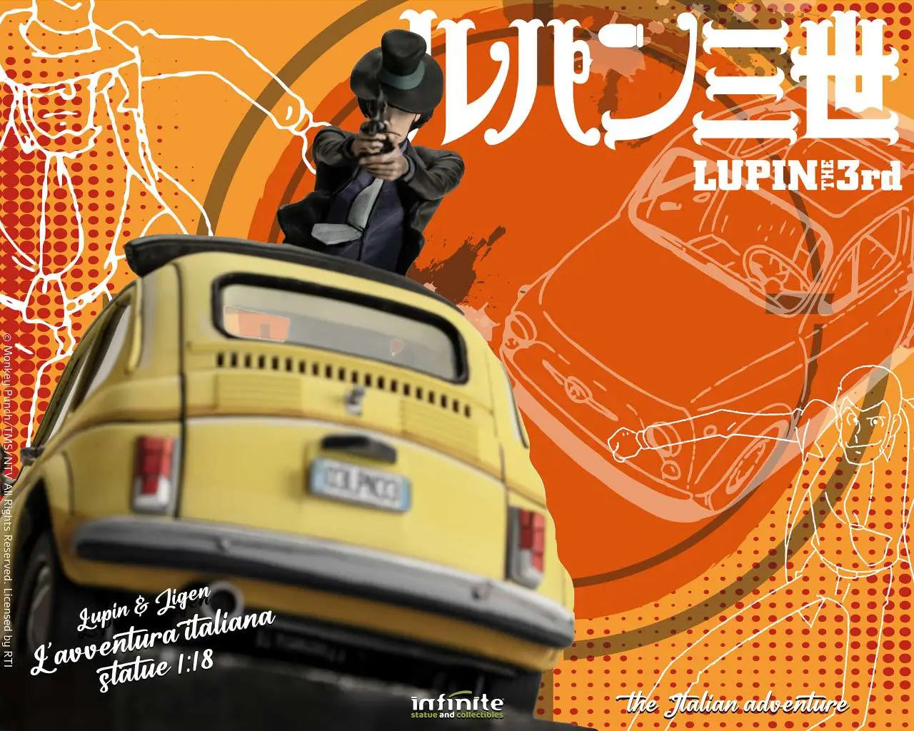 LUPIN 3RD THE ITALIAN ADVENTURE LUPIN JIGEN 1/18 Estatua