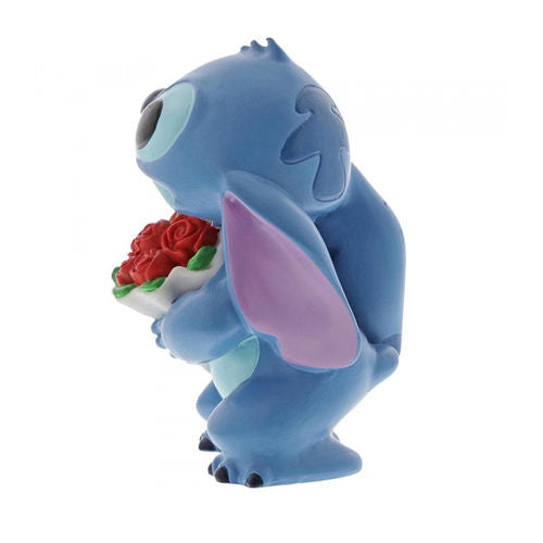 Figura enesco disney lilo stitch stitch con ramo de rosas