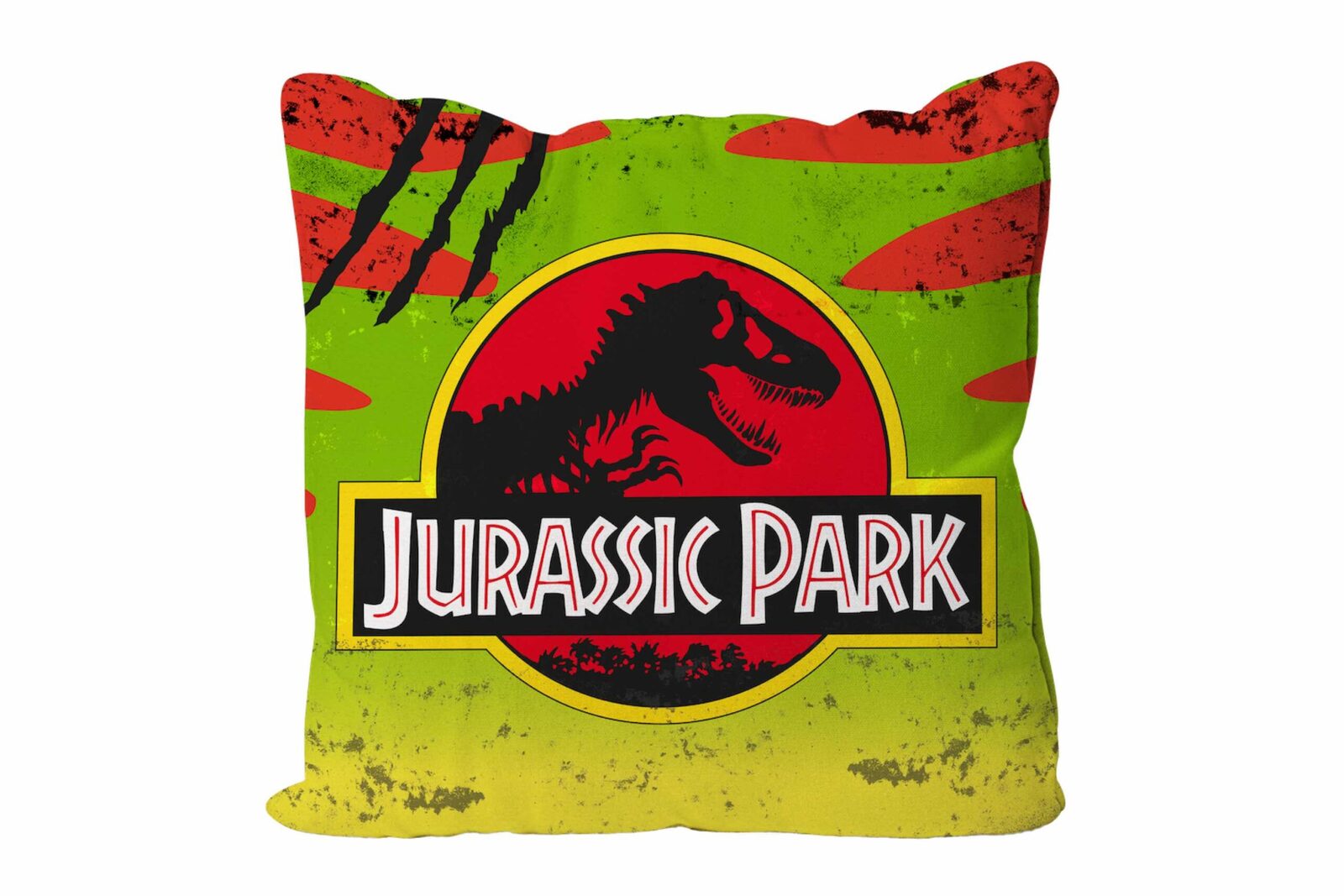Cojin cuadrado logo jurassic park Frikytopia
