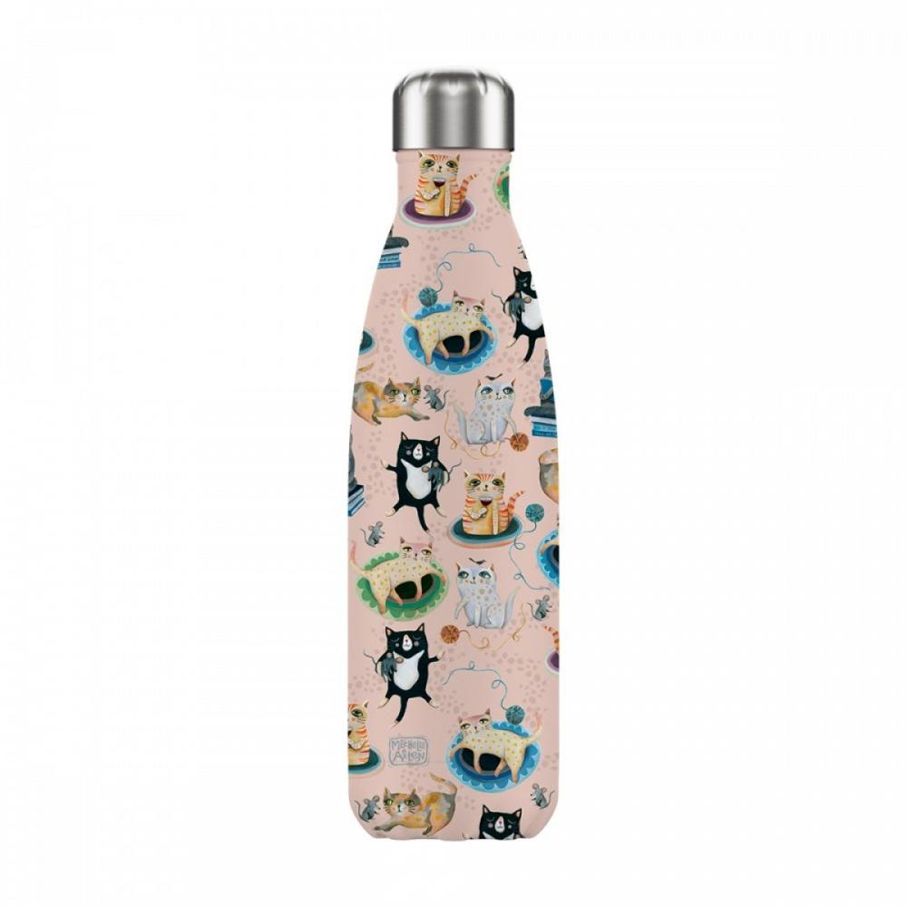 Botella isotermica enesco crazy cats gatos