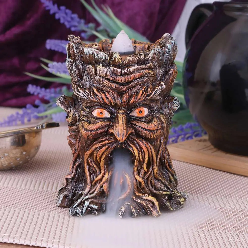 GREEN MAN TREE SPIRIT AGED OAK BACKFLOW INCENSE BURNER Frikytopia