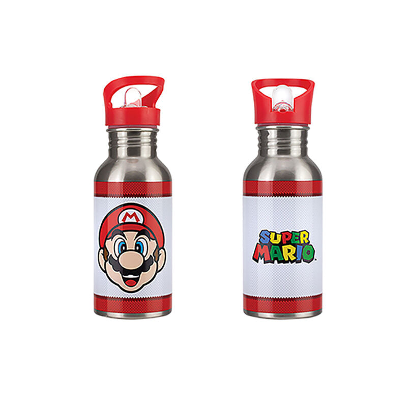 Botella metalica con pajita paladone super mario 500 ml