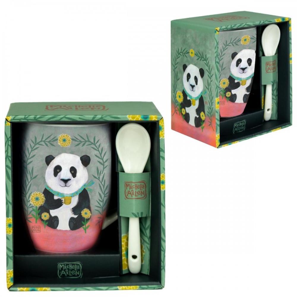 Taza de ceramica con cuchara enesco panda