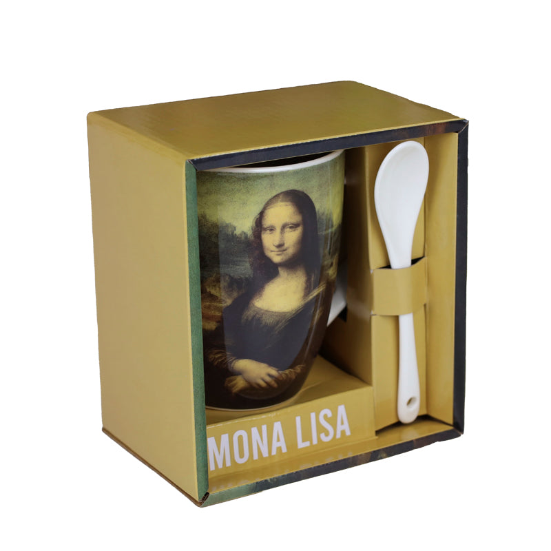 Taza de ceramica con cuchara enesco mona lisa