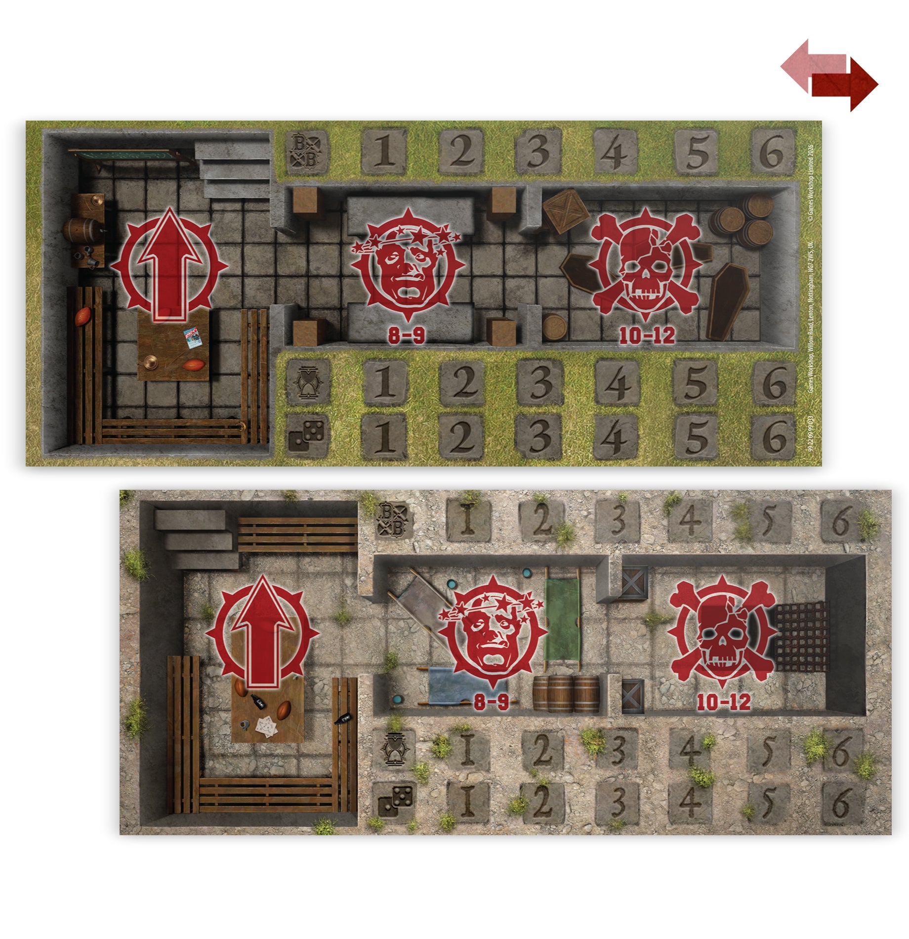 Blood Bowl Sietes: campo y banquillos de doble cara
