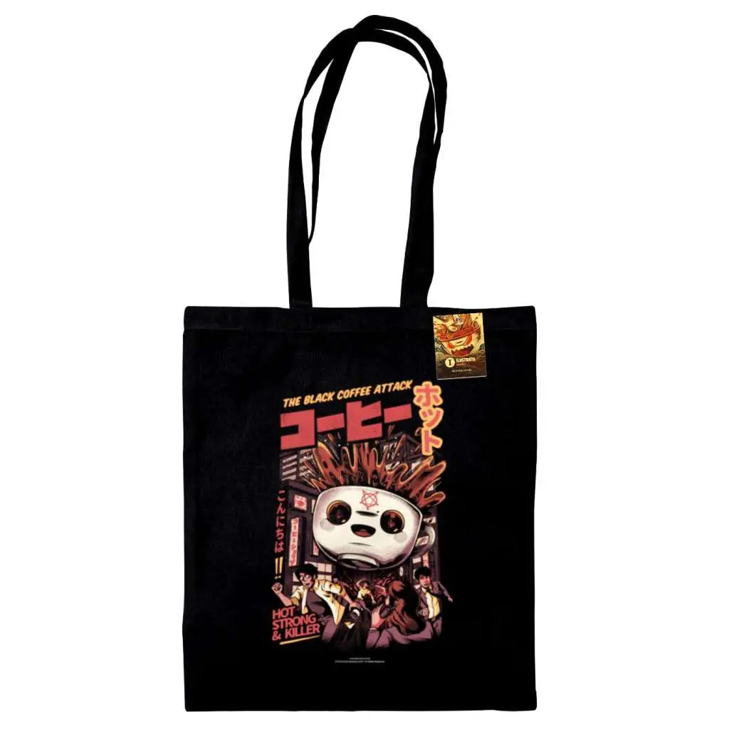 ILUSTRATA BLACK COFFEE ATTACK TOTE Bolsa Frikytopia