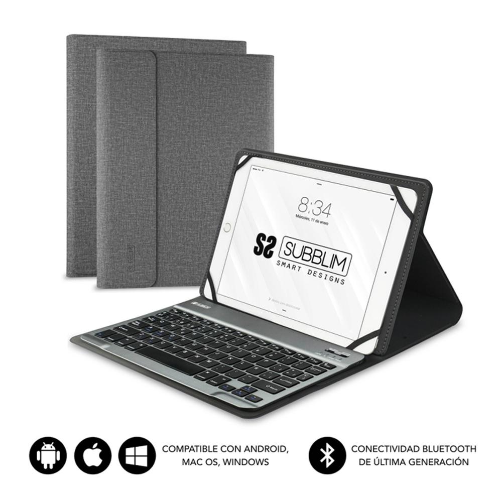 Funda tablet subblim keytab pro para tablet 10.1 pulgadas gris Frikytopia