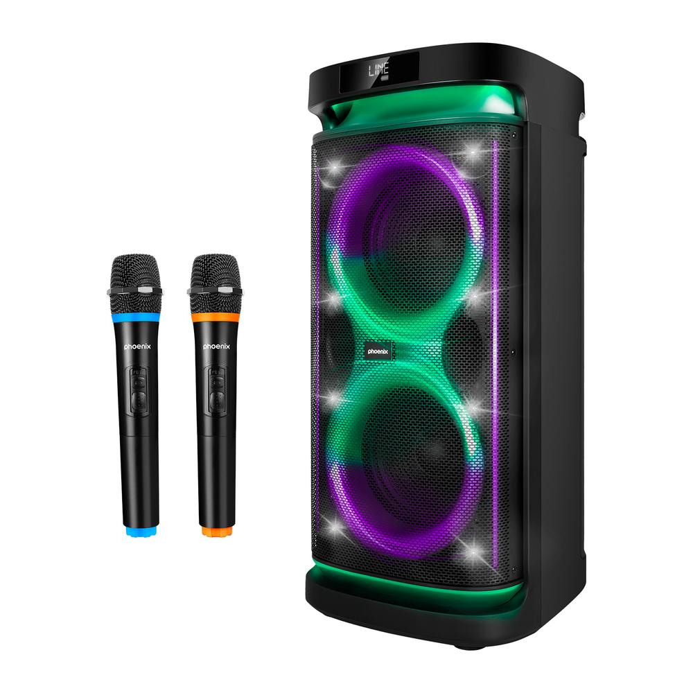 Altavoz rumbleboss xl phoenix 160w rms batería 7000 mah función karaoke 2 microfonos inalambricos incluidos Frikytopia