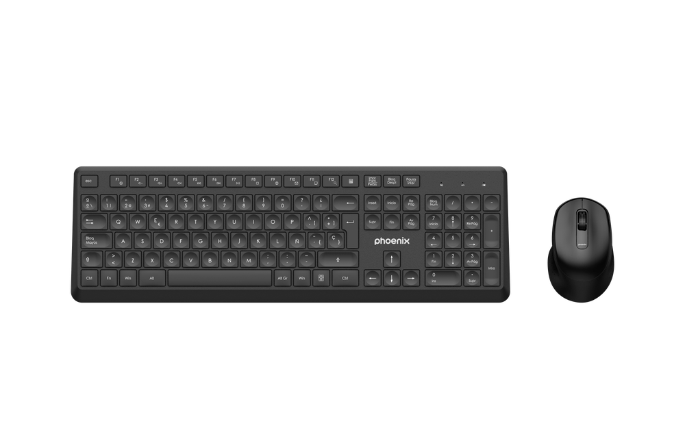 Phoenix combo teclado multimedia + ratón inalámbrico con receptor usb 1600dpi Frikytopia