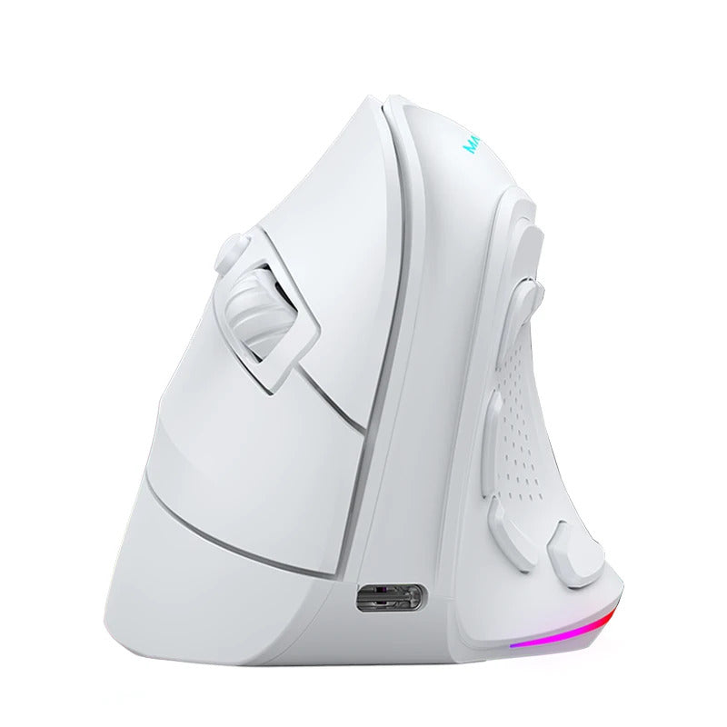 Mouse raton mars gaming ergonomico vertical.rgb inalambrico tri - mode blanco Frikytopia