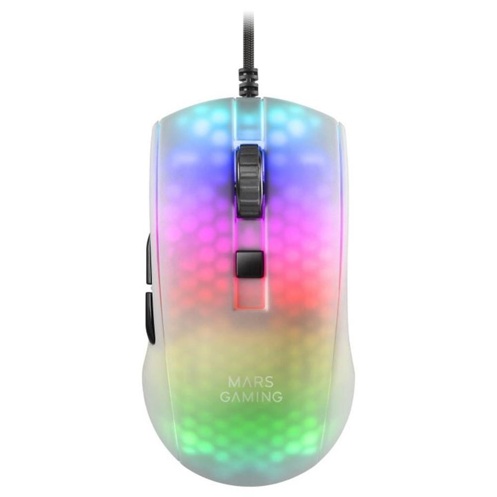 Raton mars gaming rgb mmr translucido blanco