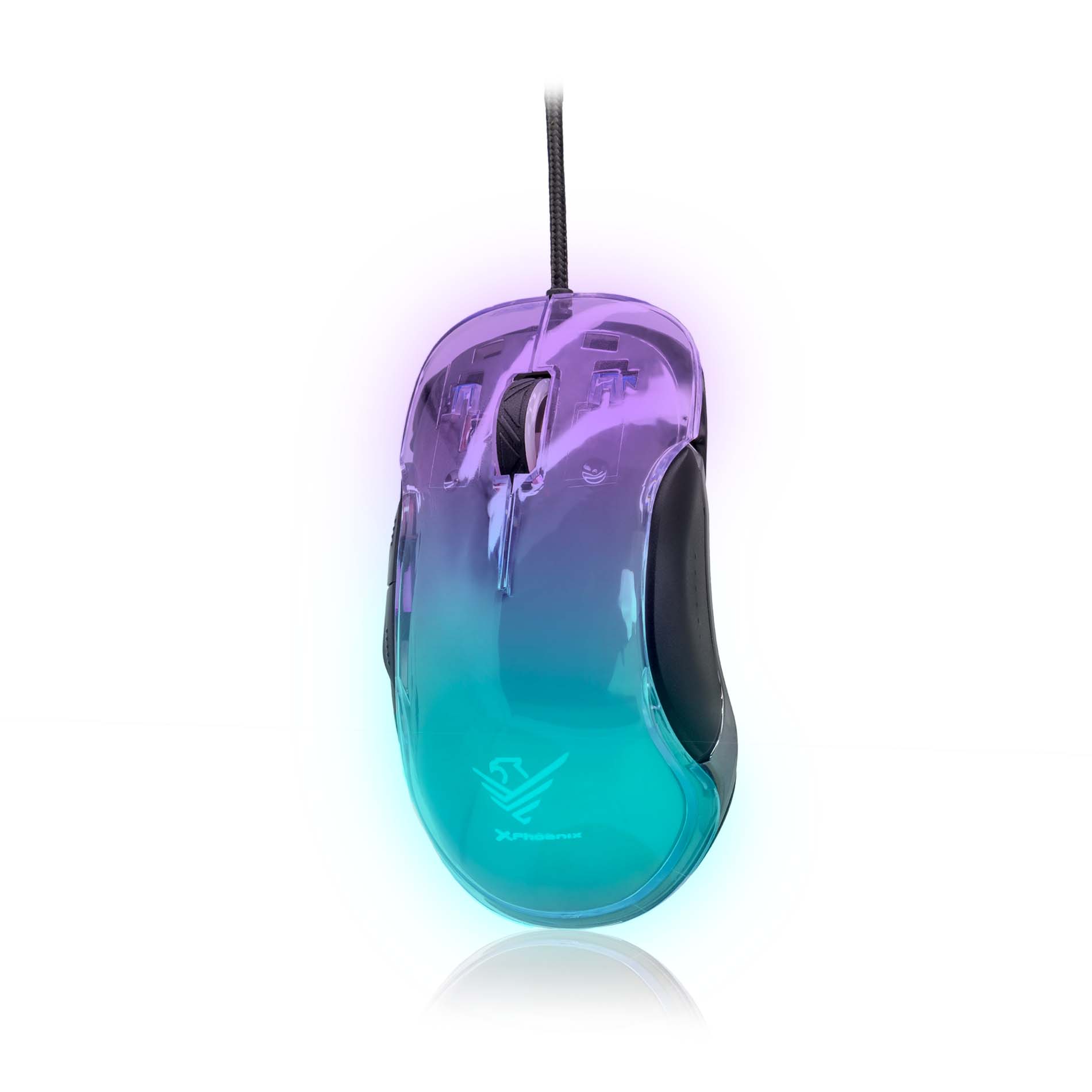 Ratón gaming phoenix banshee transparente rgb 10000 dpi con cable Frikytopia