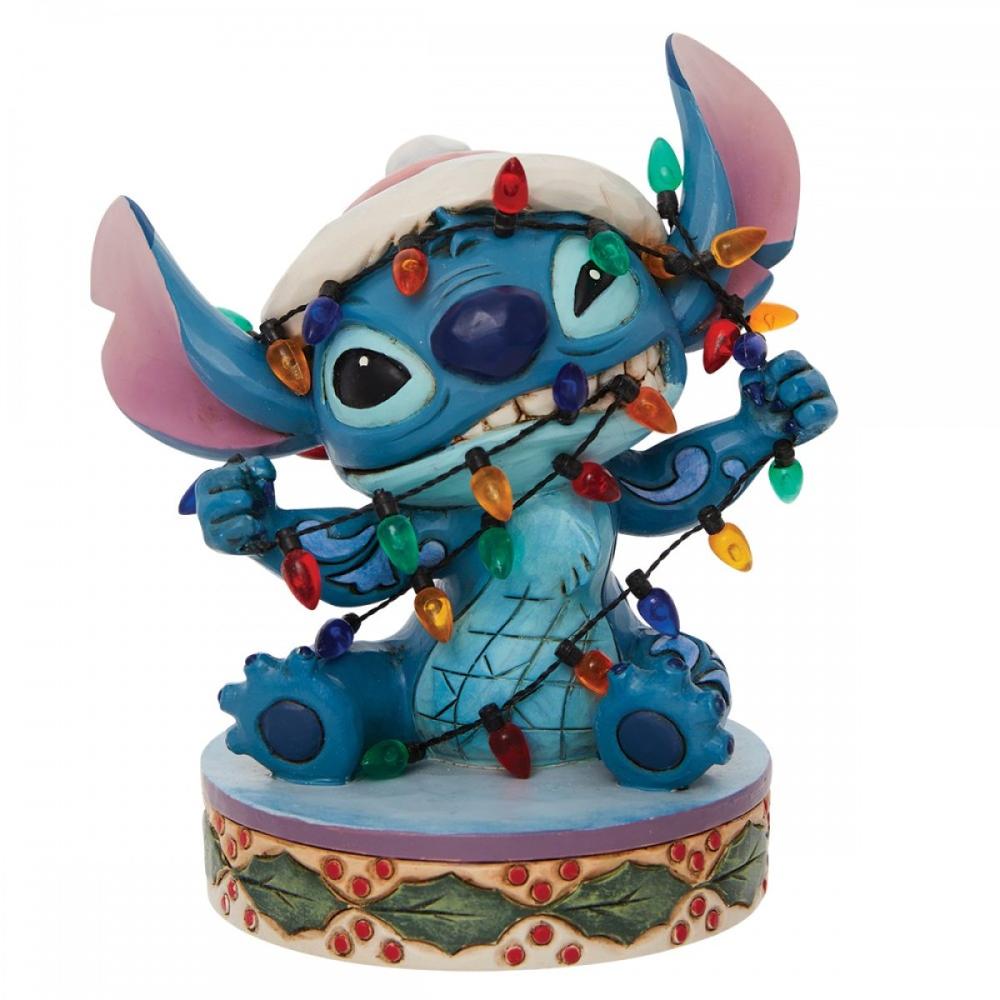Figura enesco disney stitch envuelto en luces de navidad Frikytopia