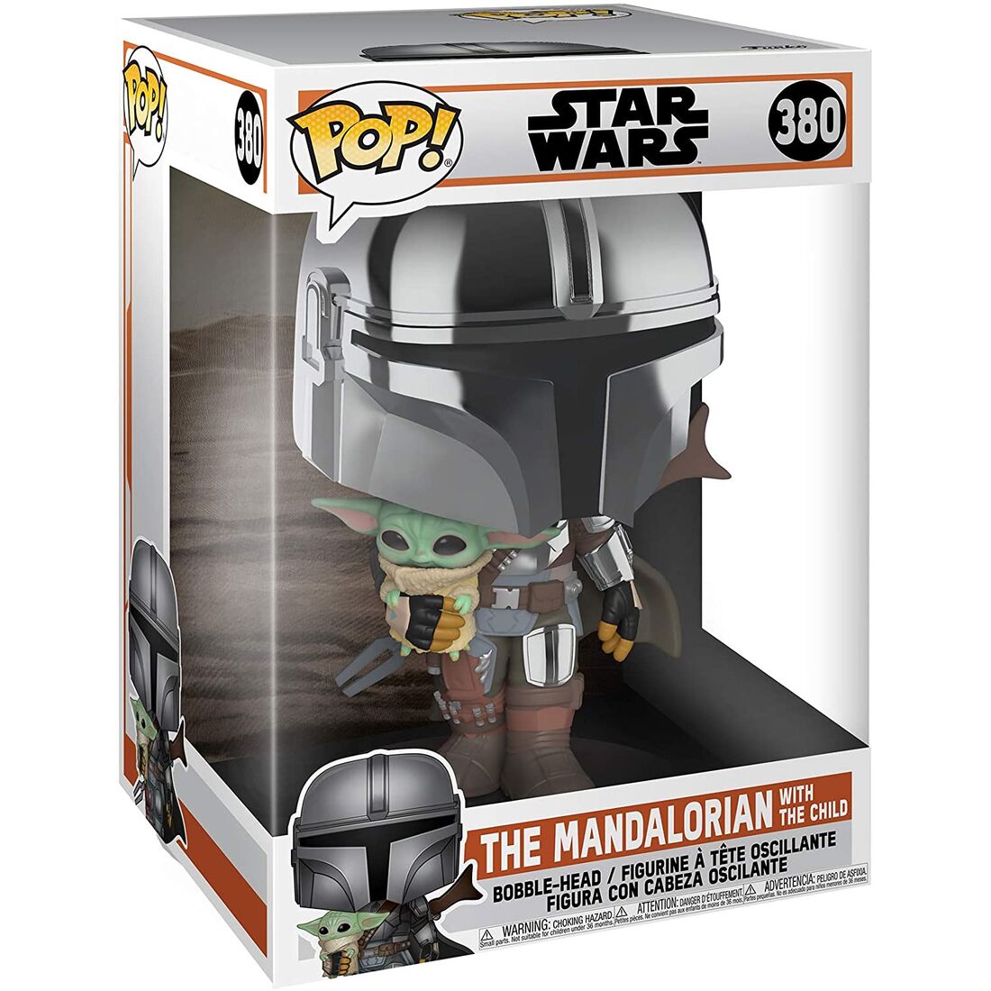 Funko pop star wars the mandalorian el mandaloriano xl version armadura cromatica con yoda en brazos 49931