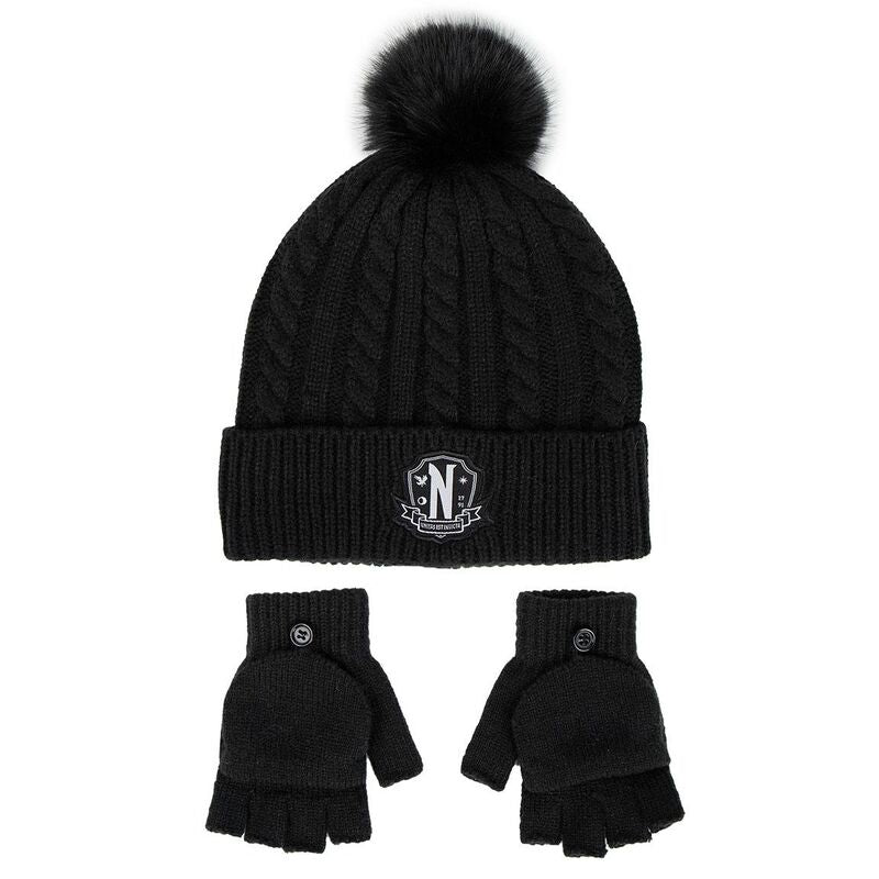Wednesday Set de Beanie Guantes Nervermore