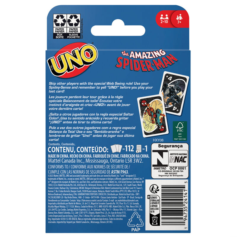 The Amazing Spider-Man Juego de Cartas UNO